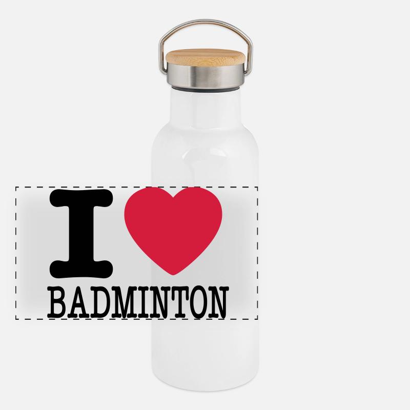 J'aime le badminton Gourde isotherme avec bouchon en bambou