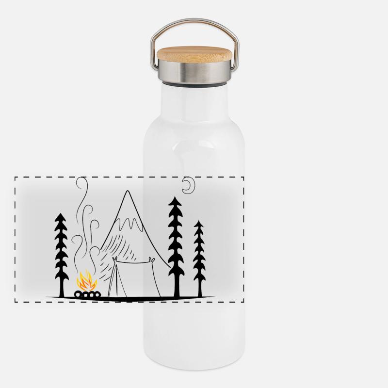 Camping Panorama Thermosflasche mit Bambusdeckel