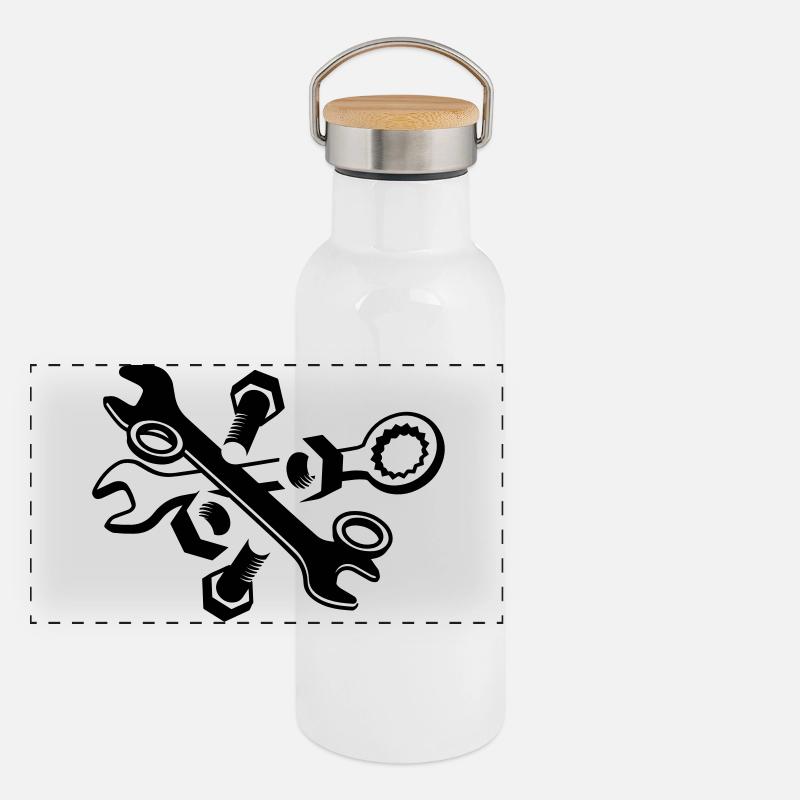 deux clés avec écrous et vis Gourde isotherme avec bouchon en bambou