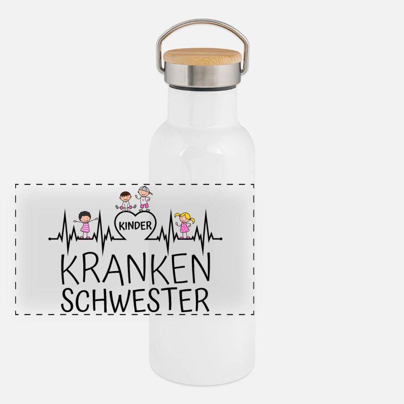 Kinderkrankenschwester Kinder Krankenschwester Panorama Thermosflasche mit Bambusdeckel