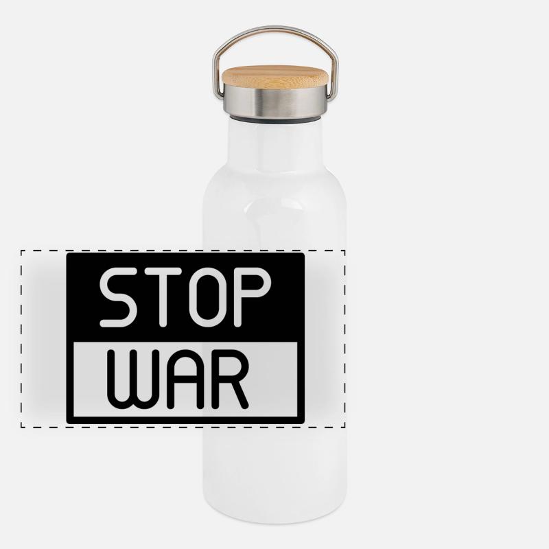stop war, no war Panoramic Thermal Bottle with Bamboo Lid