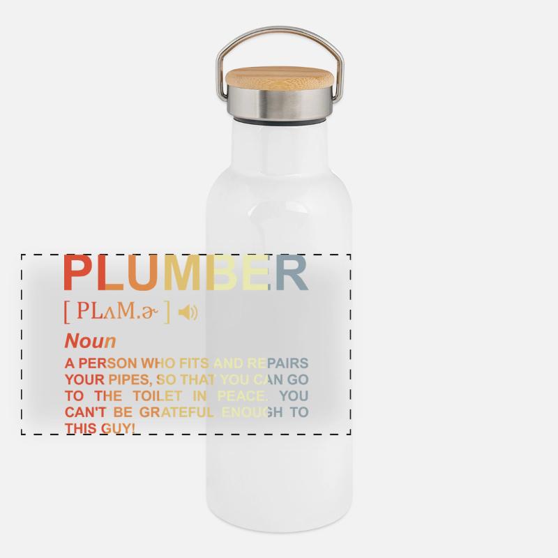 Klempner Begriff Panorama Thermosflasche mit Bambusdeckel