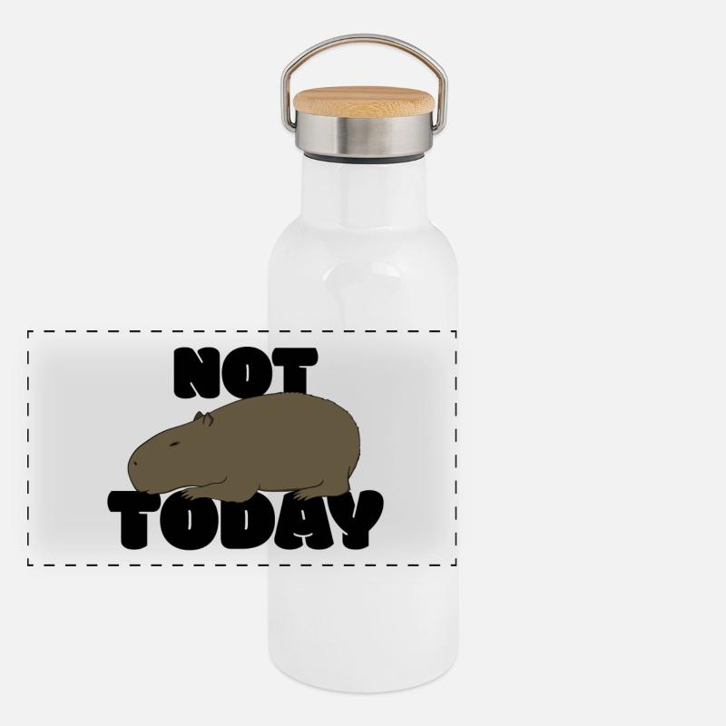 Not today Capybara Panorama Thermosflasche mit Bambusdeckel