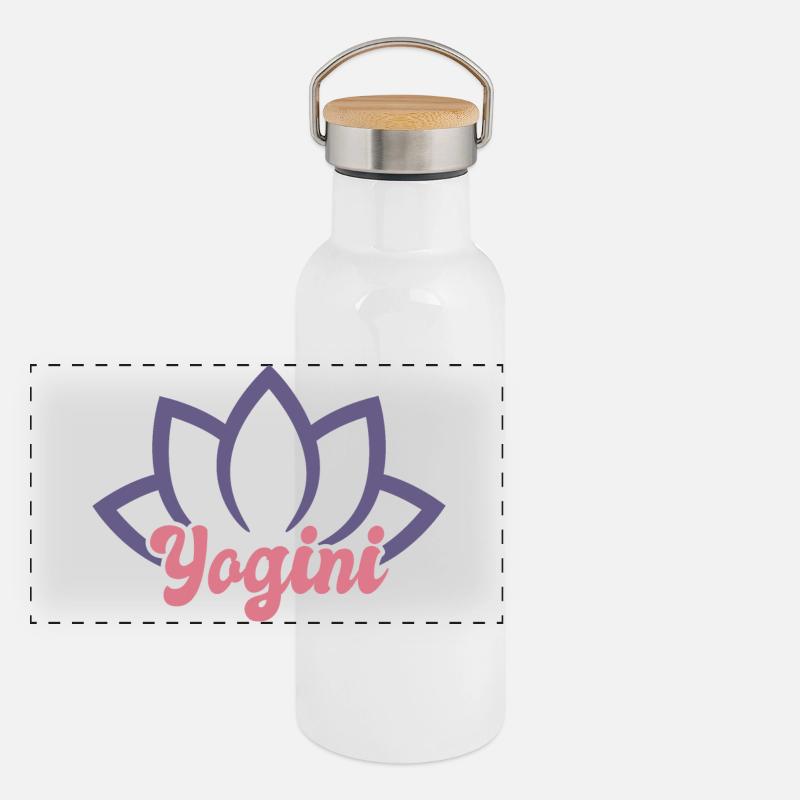 Coole Yogini Panorama Thermosflasche mit Bambusdeckel