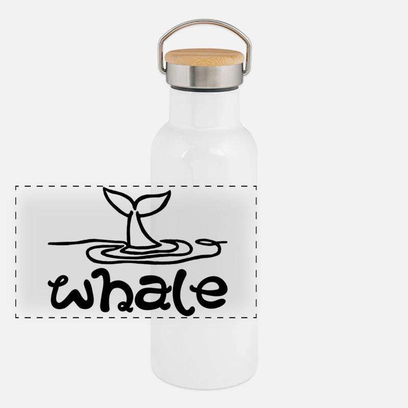 La queue de la baleine (noir) Gourde isotherme avec bouchon en bambou