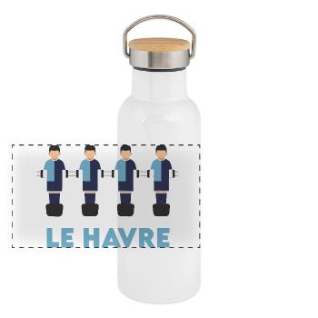 Le Havre - Gourde isotherme avec bouchon en bambou - blanc - Devant