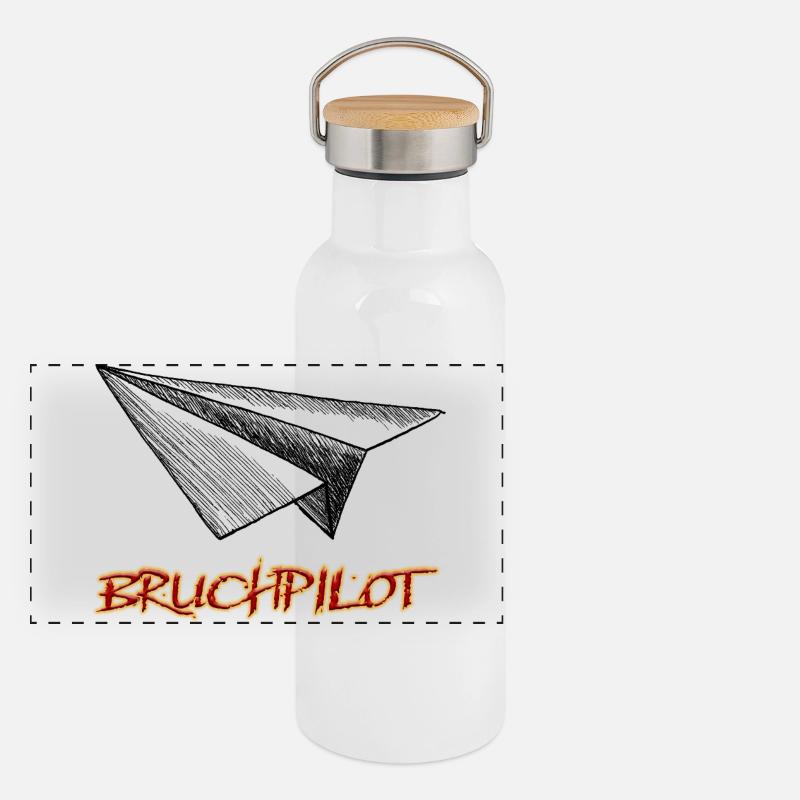 Crash pilot - Panoramic Thermal Bottle with Bamboo Lid - white