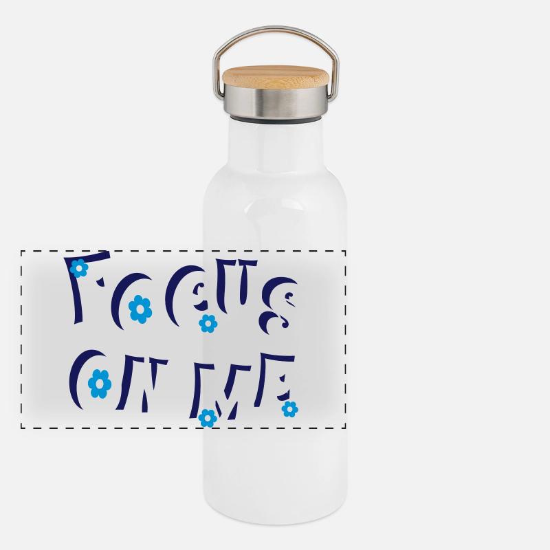 Focus on Me - Panorama Thermosflasche mit Bambusdeckel - Weiß