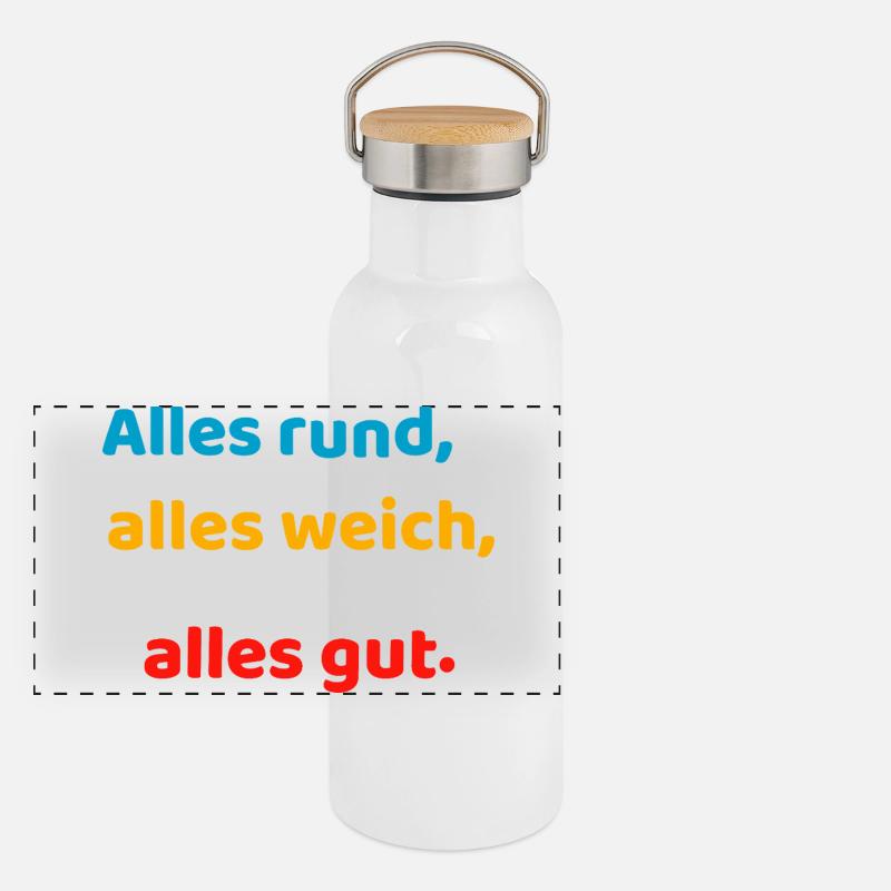 Everything round, everything soft, everything good. - Panoramic Thermal Bottle with Bamboo Lid - white