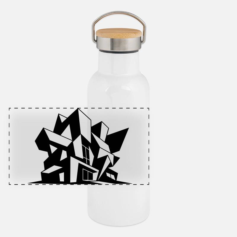 Brutalism Architecture Panoramic Thermal Bottle with Bamboo Lid
