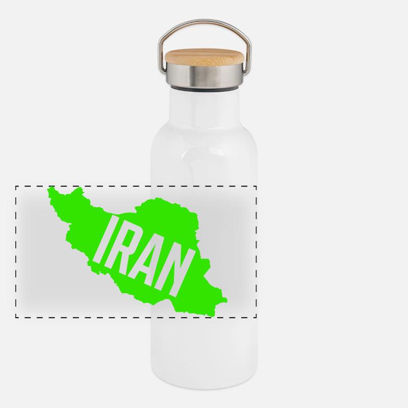 Iran Map Neon Font Panoramic Thermal Bottle with Bamboo Lid