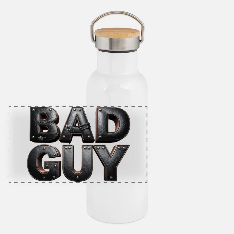 Bad Guy - Lettres 3D dans le style cuir Gourde isotherme avec bouchon en bambou