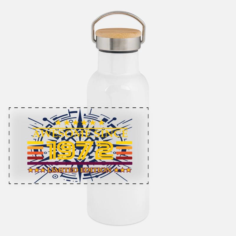 Awesome since 1972 Limited Edition - Panoramic Thermal Bottle with Bamboo Lid - white