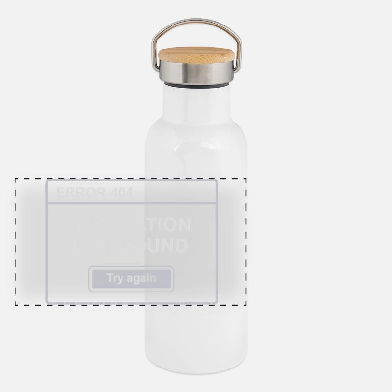 404 – Motivation Not Found Panorama Thermosflasche mit Bambusdeckel