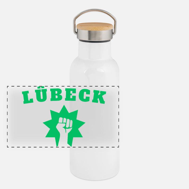 Lübeck Panorama Thermosflasche mit Bambusdeckel