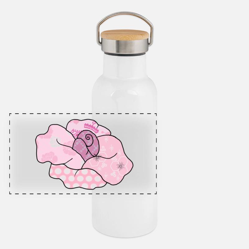 bunte_Rose - Panorama Thermosflasche mit Bambusdeckel - Weiß