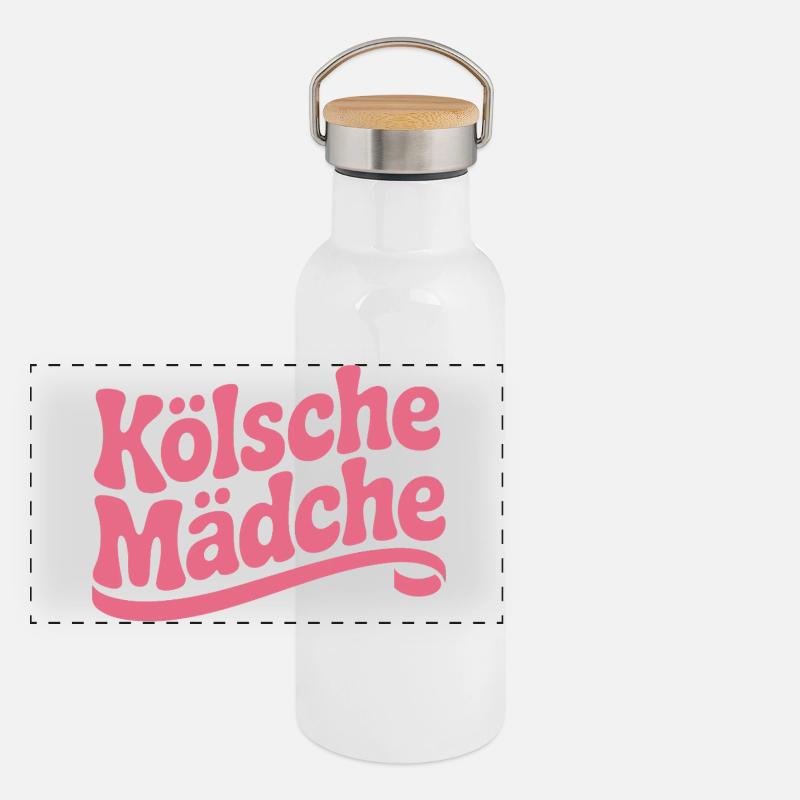 Kölsche Mädche Karneval Köln Kölle Kölsch Mädchen Panorama Thermosflasche mit Bambusdeckel
