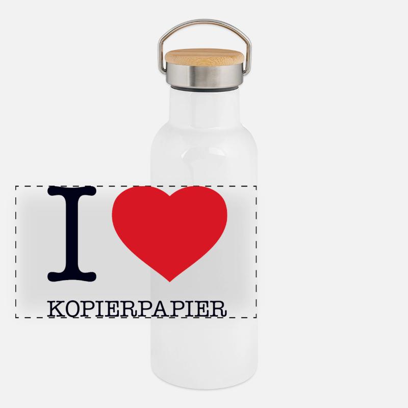 J’adore le papier de copie Gourde isotherme avec bouchon en bambou