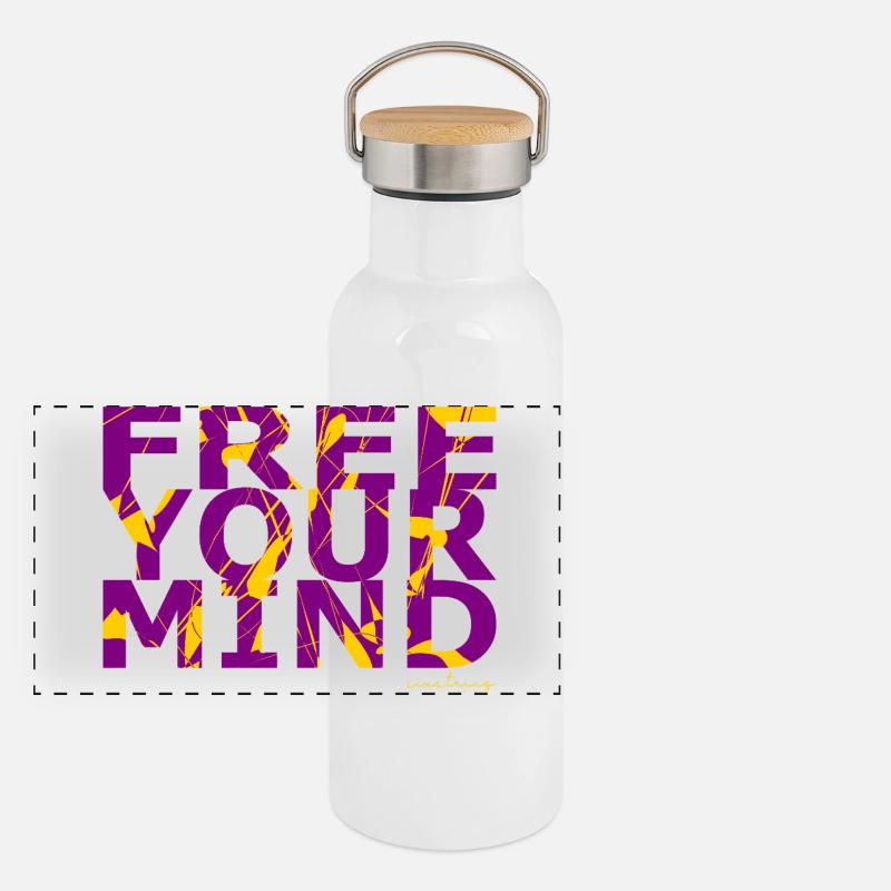 Free Your Mind Gourde isotherme avec bouchon en bambou
