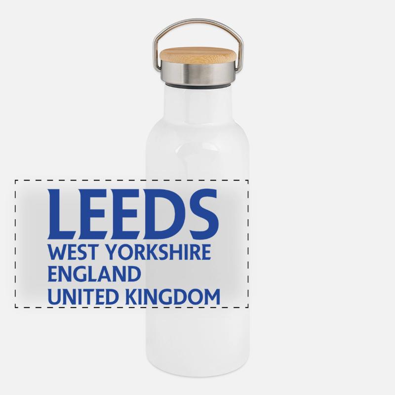 Leeds – England Liedtextdesign Panorama Thermosflasche mit Bambusdeckel