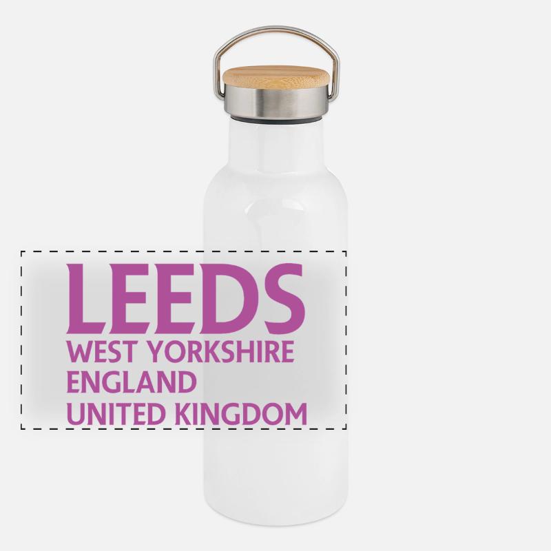 Leeds – England Liedtextdesign Panorama Thermosflasche mit Bambusdeckel