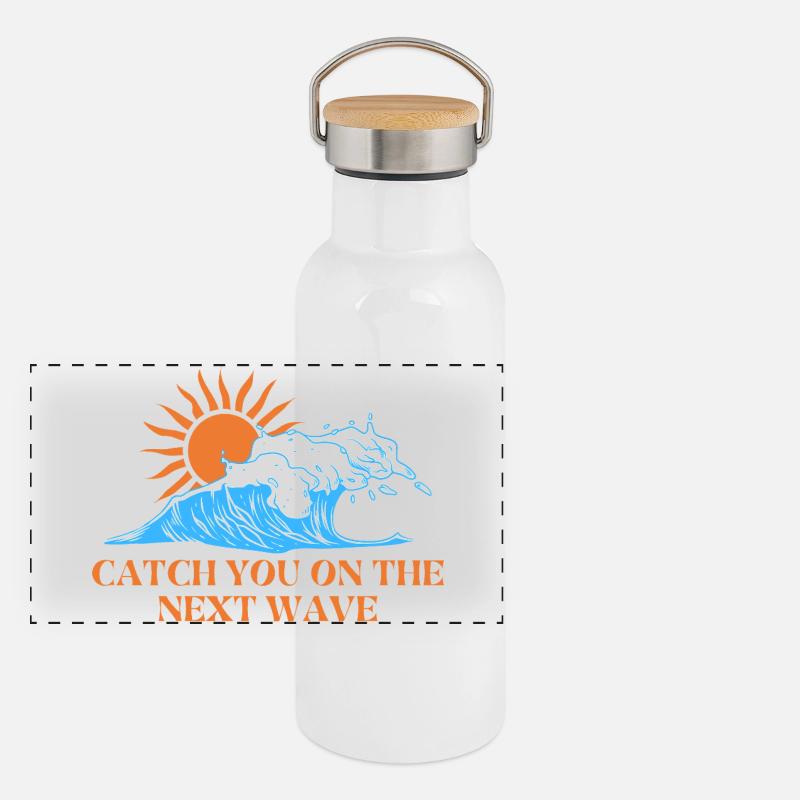 Fang die nächste Welle Panorama Thermosflasche mit Bambusdeckel