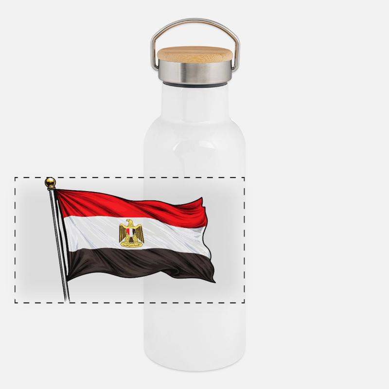 Drapeau égyptien Gourde isotherme avec bouchon en bambou