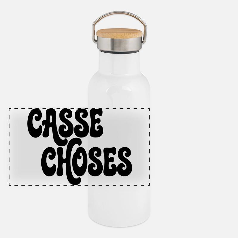 Junkyard Typography Retro Humor Panoramic Thermal Bottle with Bamboo Lid