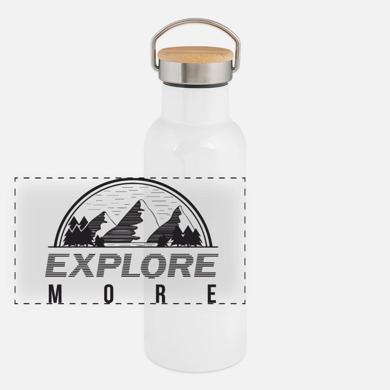 Explore More Berge und Wald Panorama Thermosflasche mit Bambusdeckel