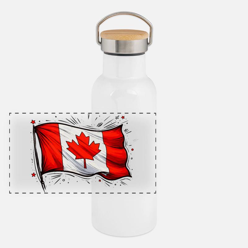Kanada Flagge Panorama Thermosflasche mit Bambusdeckel
