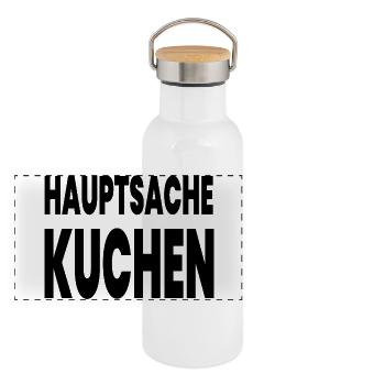 Kuchen - Panorama Thermosflasche mit Bambusdeckel - Weiß - Vorne