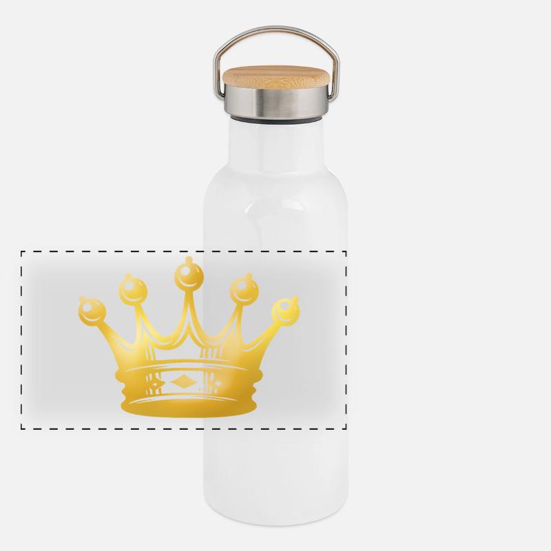 Goldene Krone Silhouette Panorama Thermosflasche mit Bambusdeckel