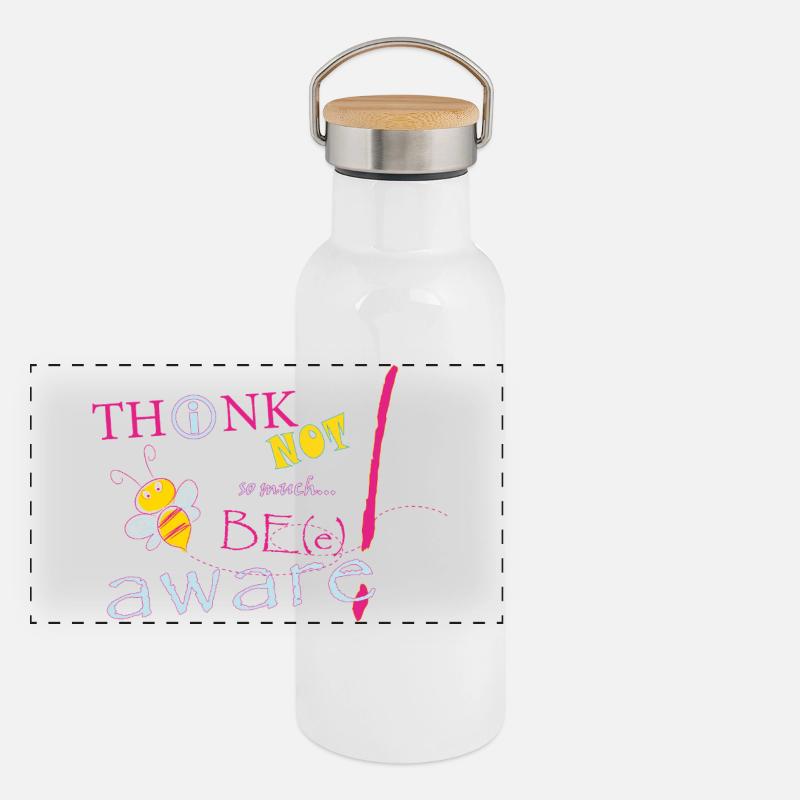 Think Not Be Aware Bee Panorama Thermosflasche mit Bambusdeckel