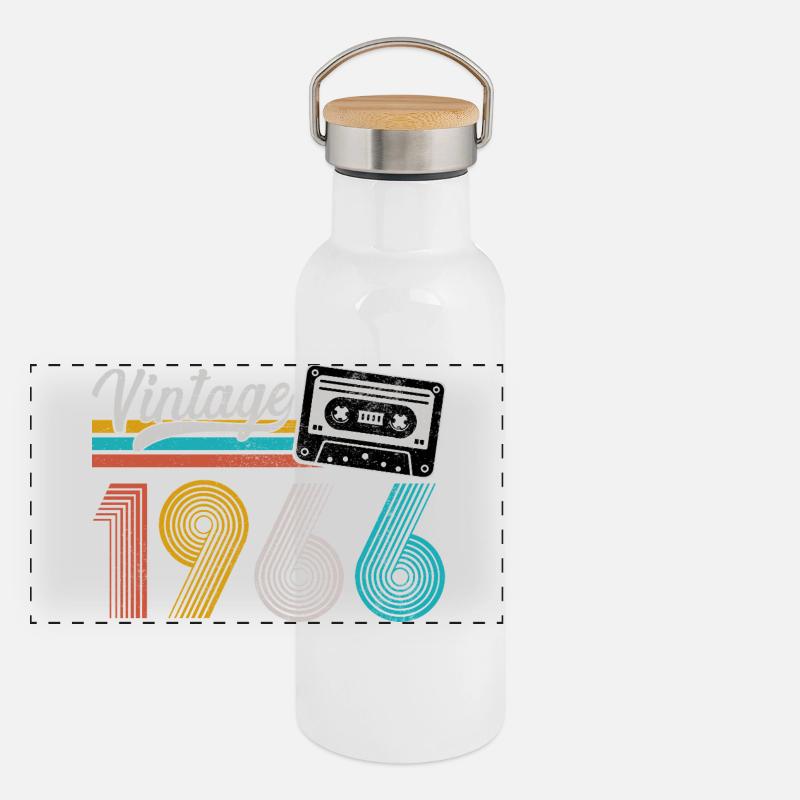 1966 Vintage Retro Geburtstagsgeschenk Panorama Thermosflasche mit Bambusdeckel