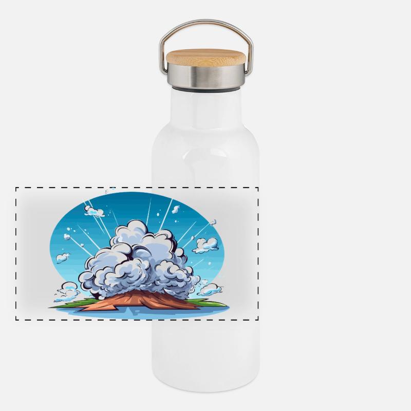 Comic explosion in the landscape panorama Panoramic Thermal Bottle with Bamboo Lid