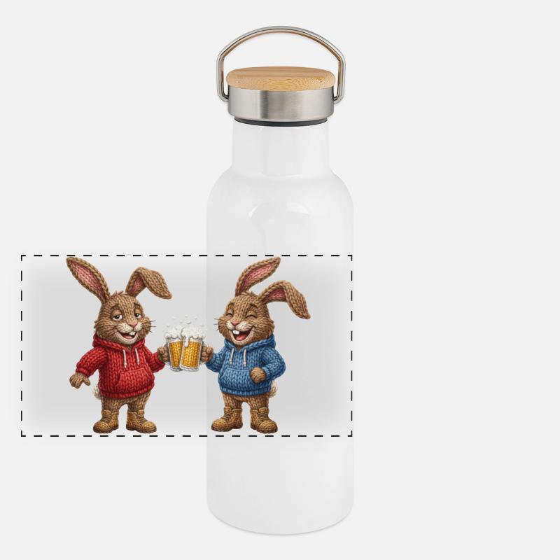 Easter Bunny Beer Bunny Party Celebrate Cheers Easter Panoramic Thermal Bottle with Bamboo Lid