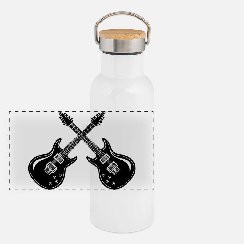 E-Gitarre Panorama Thermosflasche mit Bambusdeckel