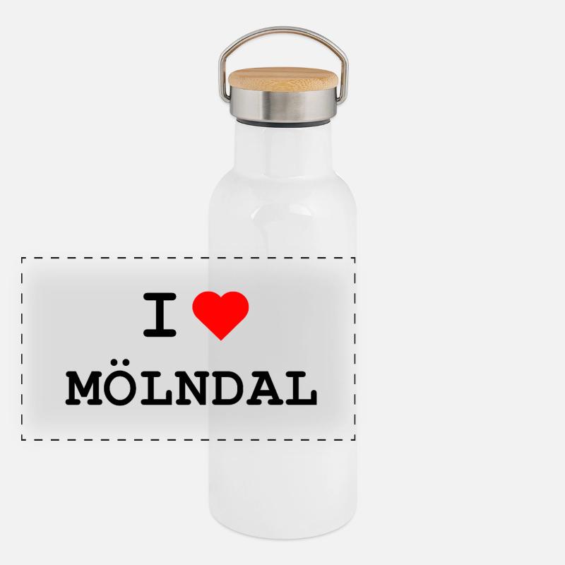 Ich liebe Mölndal - J’aime Mölndal Gourde isotherme avec bouchon en bambou