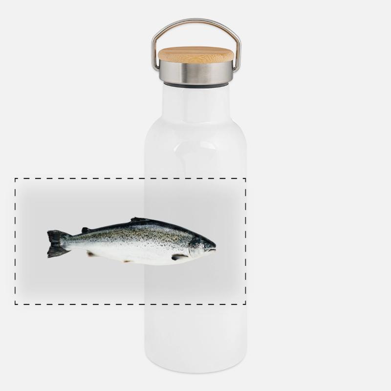 Lachs Panorama Thermosflasche mit Bambusdeckel