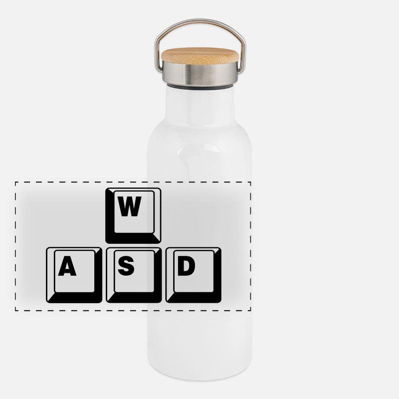 WASD Game Control Key Kombi Panorama Thermosflasche mit Bambusdeckel