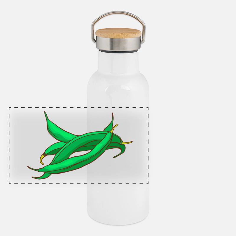 Haricots cire haricots haricots Gourde isotherme avec bouchon en bambou