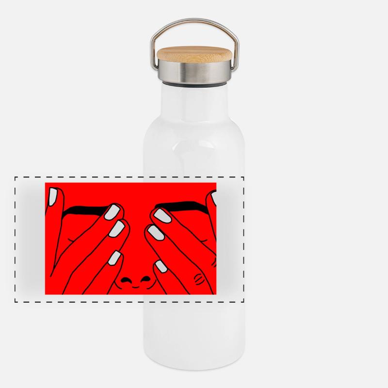 Face red white Panoramic Thermal Bottle with Bamboo Lid