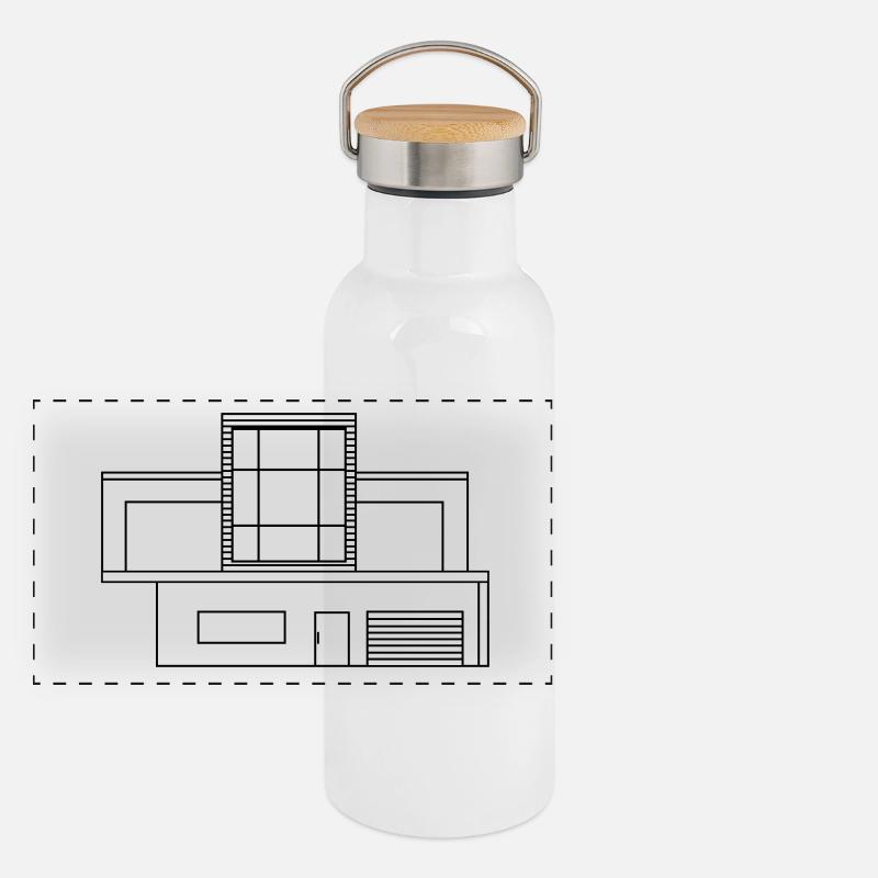 Modernes Haus Panorama Thermosflasche mit Bambusdeckel