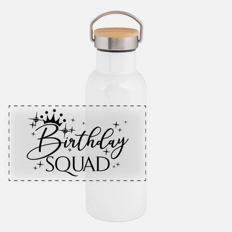 Birthday Squad Matching Gruppe Geburtstagsfeier Geschenk Panorama Thermosflasche mit Bambusdeckel