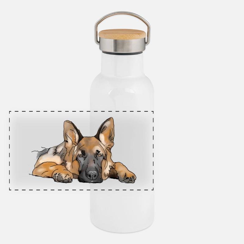 Schäferhund Panorama Thermosflasche mit Bambusdeckel