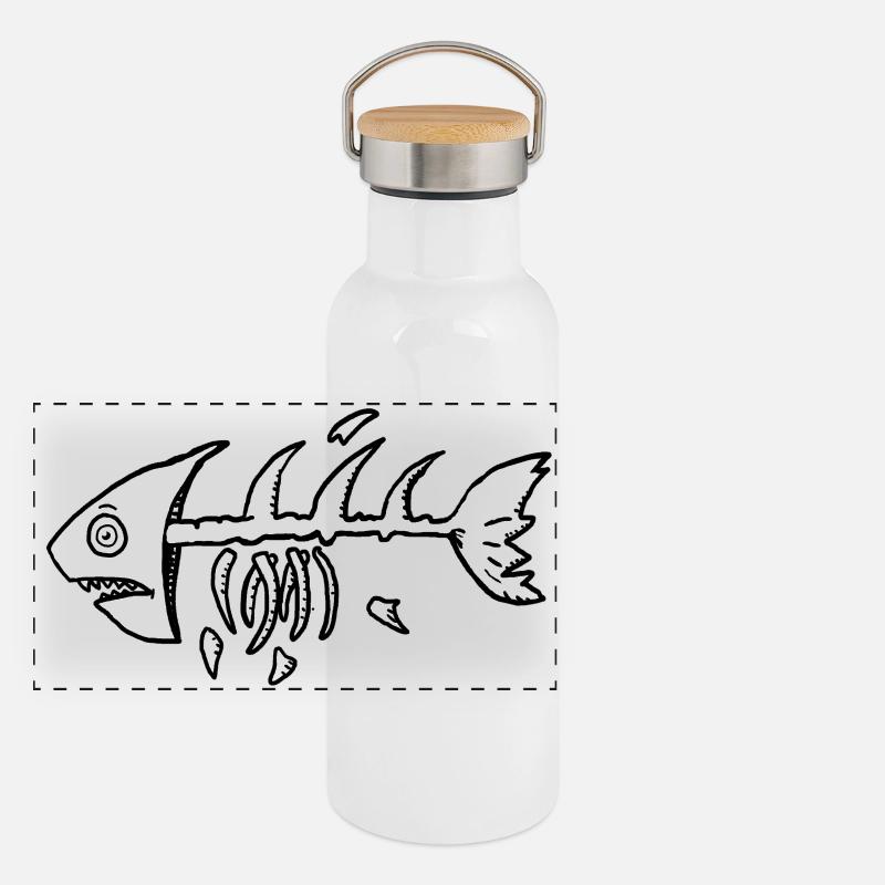 Skelettfisch im Kontrast Panorama Thermosflasche mit Bambusdeckel