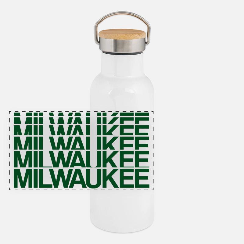 Milwaukee Raster Muster Panorama Thermosflasche mit Bambusdeckel