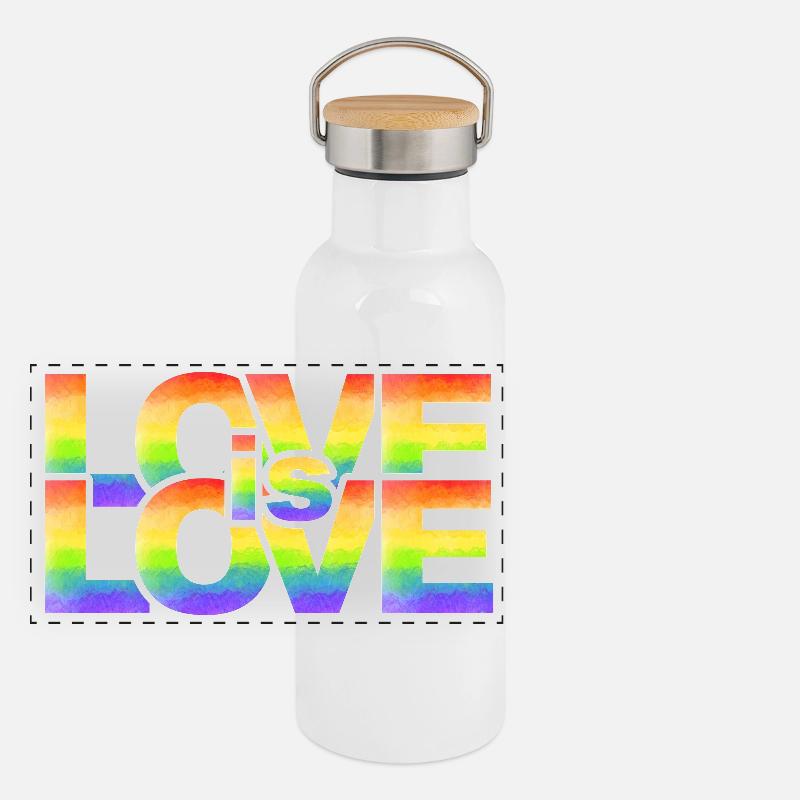Rainbow Love Lettering Panoramic Thermal Bottle with Bamboo Lid