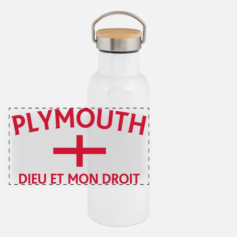 Devise du drapeau de Plymouth Gourde isotherme avec bouchon en bambou