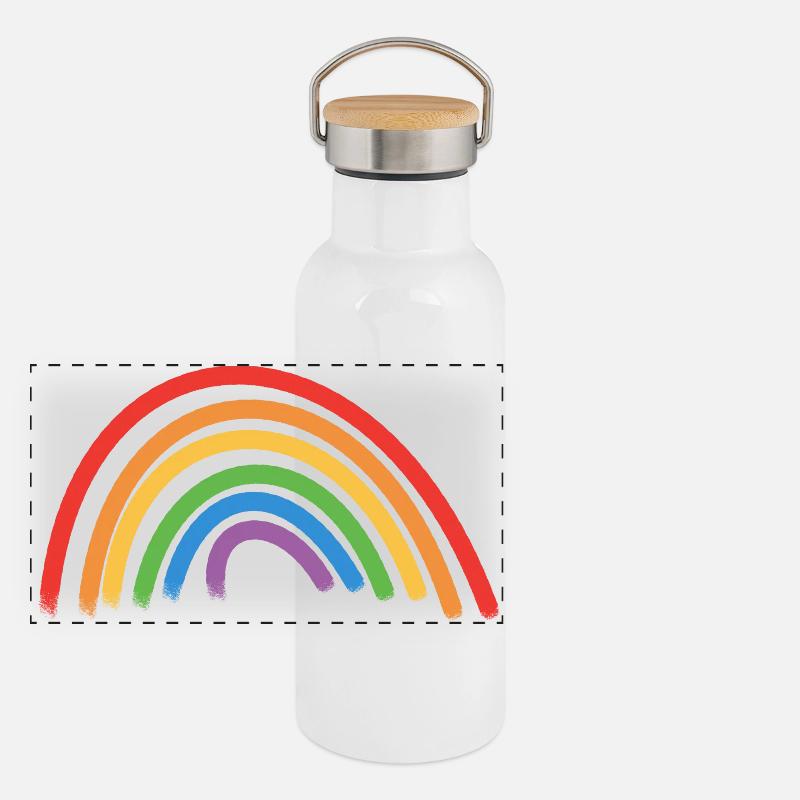 Regenbogen Geschenkidee Panorama Thermosflasche mit Bambusdeckel